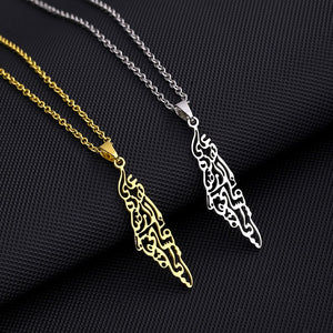 Stainless steel Palestine map necklace gender universal geometric titanium steel pendant