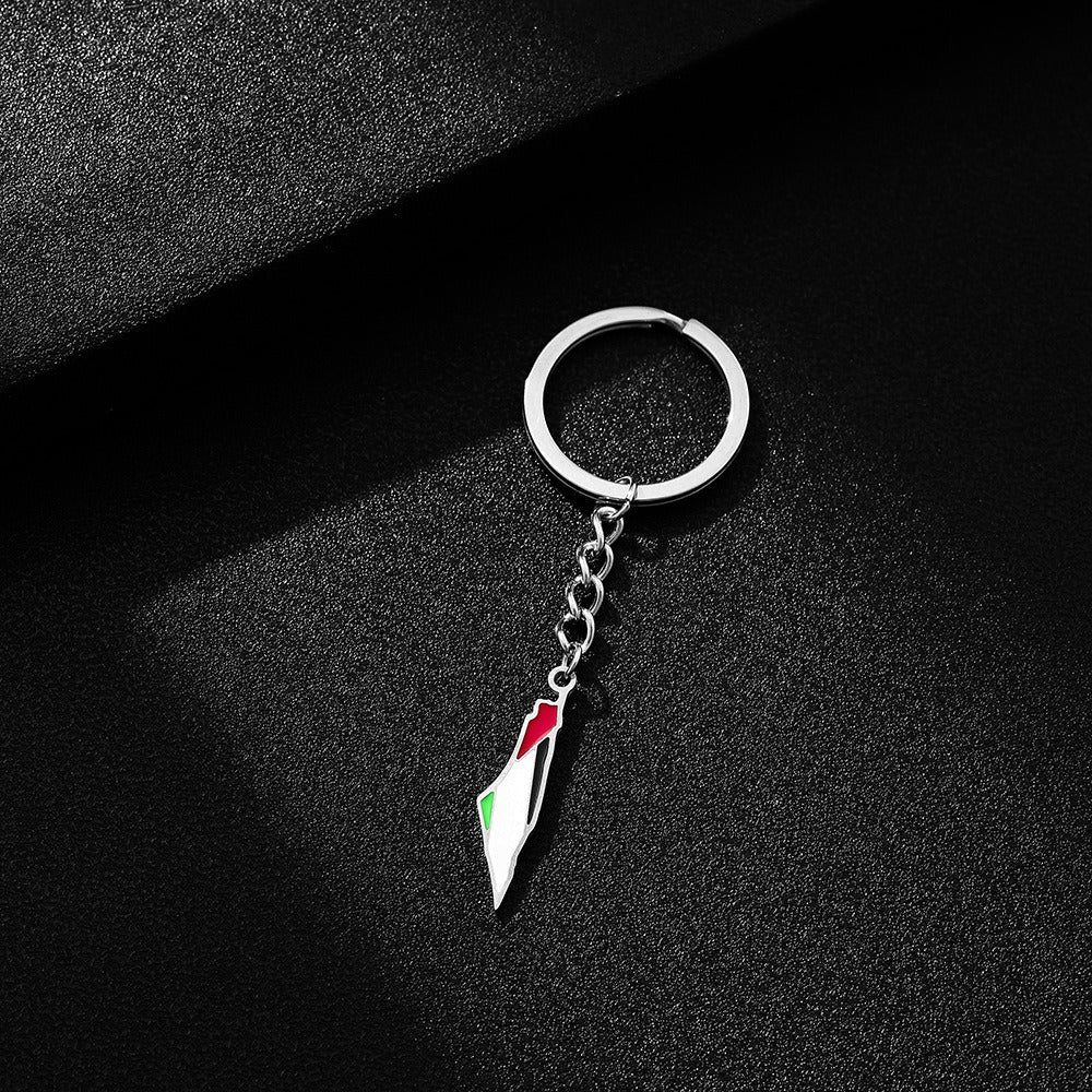 Palestine Map Flag Keychain