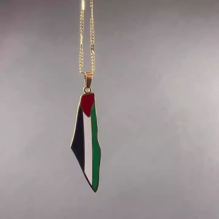 Titanium steel stainless steel drip glue Middle East Israel Palestine map pendant necklace