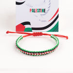 Palestine Flag Color Matching Silver Beads, Red and Green Beads, Acrylic Letter Beads, Flag Bracelet