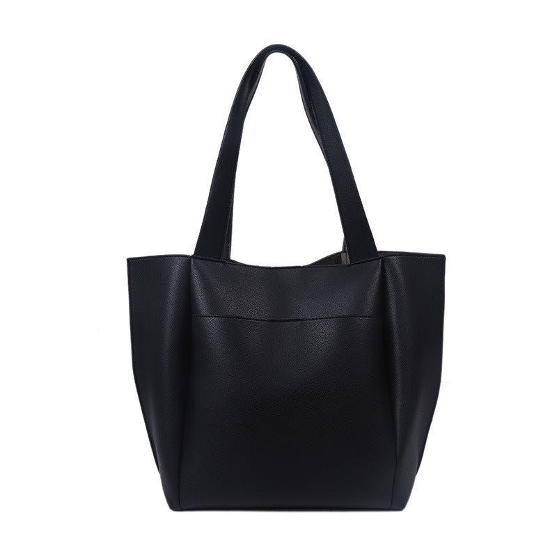 Large Capacity Handbag Women's Bag Solid Color Sewn Simple One Shoulder Tote Bag