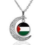 Palestine Time Gem Necklace Hollow Moon Pendant Retro Sweater Chain Accessories