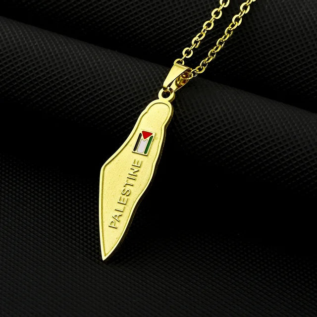 Stainless steel Israel and Palestine map necklace for men and women