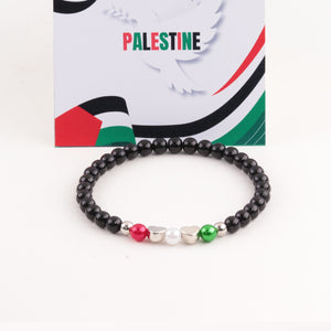 Palestine Flag Color Matching Silver Beads, Red and Green Beads, Acrylic Letter Beads, Flag Bracelet