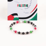 Palestine Flag Color Matching Silver Beads, Red and Green Beads, Acrylic Letter Beads, Flag Bracelet