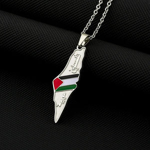 Stainless steel Israel and Palestine map necklace for men and women