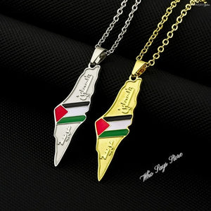 Stainless steel Israel and Palestine map necklace for men and women