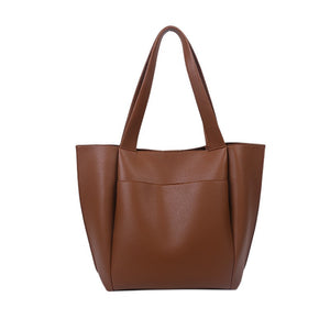 Large Capacity Handbag Women's Bag Solid Color Sewn Simple One Shoulder Tote Bag