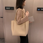 Large Capacity Handbag Women's Bag Solid Color Sewn Simple One Shoulder Tote Bag