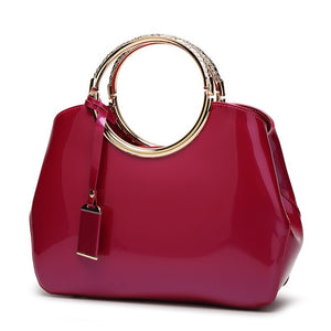 One-shoulder wedding bag shiny patent leather handbag