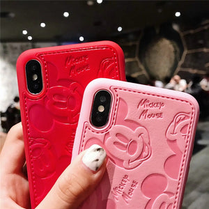 Mickey Minnie Mouse Leather Case For iPhone 8 7 6 6S Plus X Xs Max XR 3D