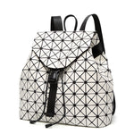 Women Backpack Luminous Geometric Plaid Sequin