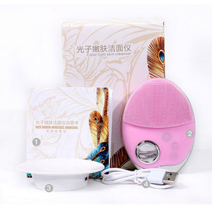 Wireless Charging Phototherapy Silicone Facial Cleaner Skin Rejuvenation