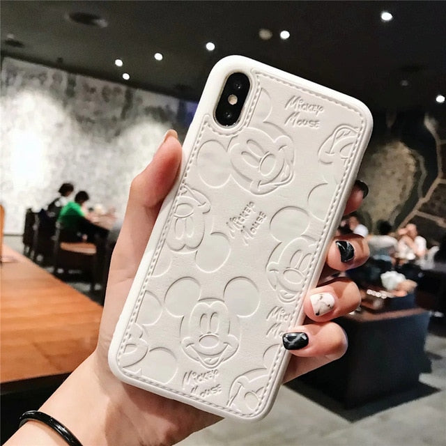 Mickey Minnie Mouse Leather Case For iPhone 8 7 6 6S Plus X Xs Max XR 3D