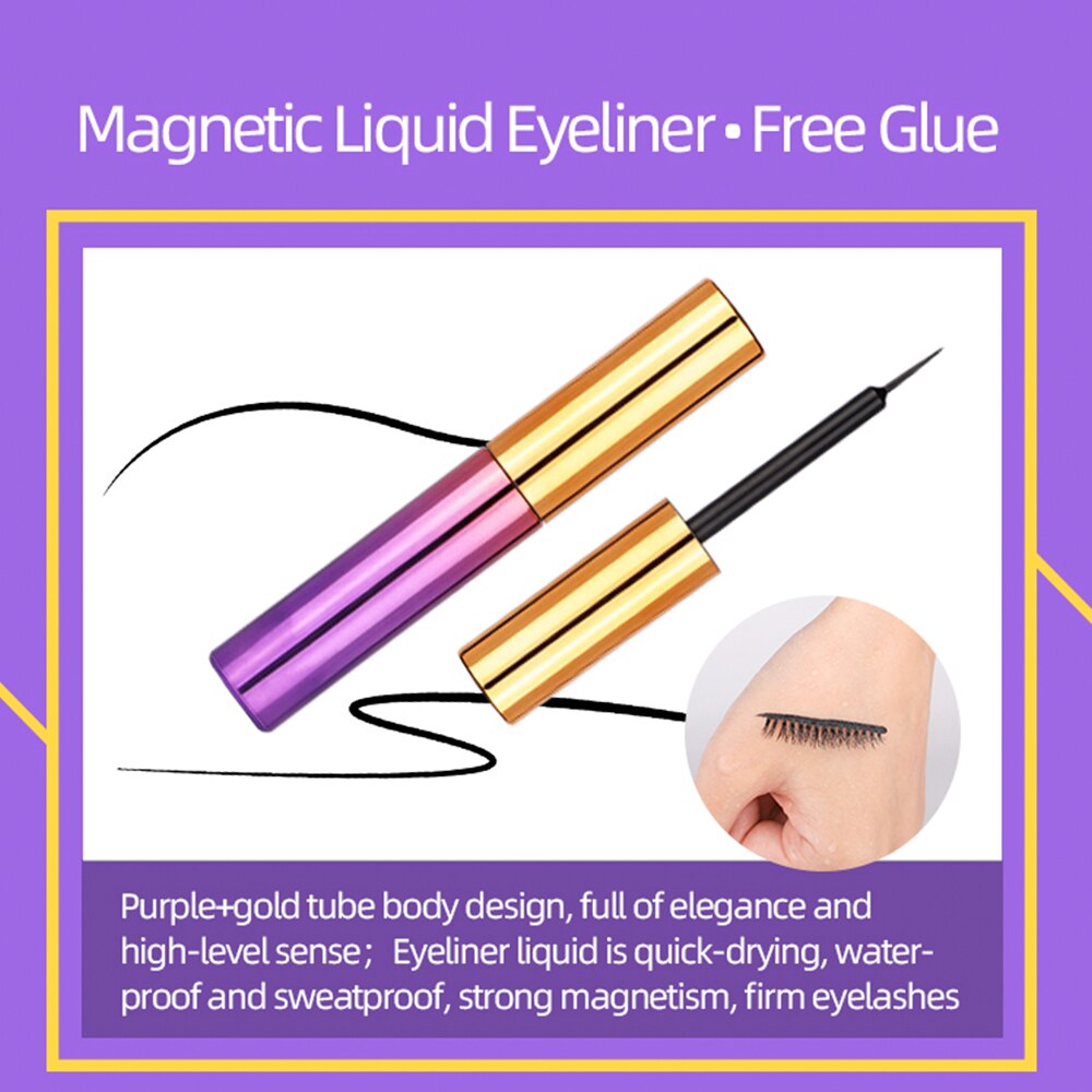 Magnetic Eyelashes Mink False Lashes Magnetic Eyeliner Waterproof Liquid Set Lasting Handmade Eyelash Makeup Tool