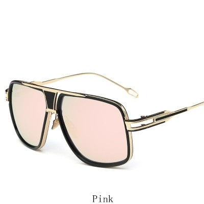 Oversized Men Sunglasses Brand Designer Women Flat Top Sun Glasses Square Point Male Mirror High Quality Five Style Female UV400