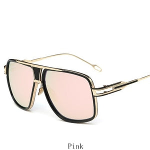 Oversized Men Sunglasses Brand Designer Women Flat Top Sun Glasses Square Point Male Mirror High Quality Five Style Female UV400