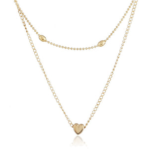 Necklace Heart shape Double Chain