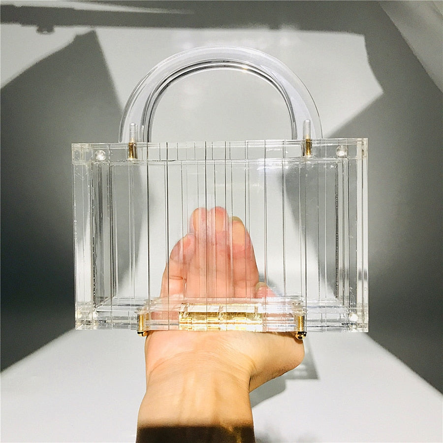 Transparent Striped Acrylic Evening Bag