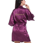 Bridal Party Robe Letter Bride on the Robe Back Women Short Satin