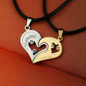 Couple Heart Shape I Love You Pendant Necklace