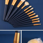 12PCS Natural Hair Makeup Brushes Foundation Powder Eyeshadow Eyebrow Brush Set Cosmetic Tool