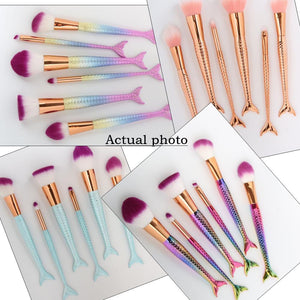 Big Mermaid Makeup Brushes Set Foundation Blending Powder Eyeshadow Contour Concealer Blush Cosmetic Beauty Make Up Tool