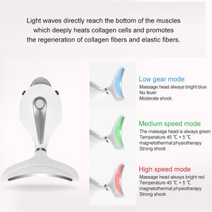 3 Colors Led Facial Neck Massager PhotonTherapy Heating Face Neck Wrinkle Removal Machine Reduce Double Chin Skin Lift