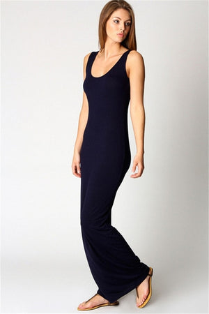 Elegant  Sexy Dress O-Neck Sleeveless Slim Maxi Dress