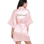 Bridal Party Robe Letter Bride on the Robe Back Women Short Satin