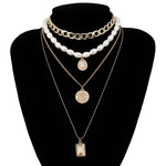 Punk Multi Layered Pearl Choker Necklace Collar