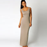 Elegant  Sexy Dress O-Neck Sleeveless Slim Maxi Dress