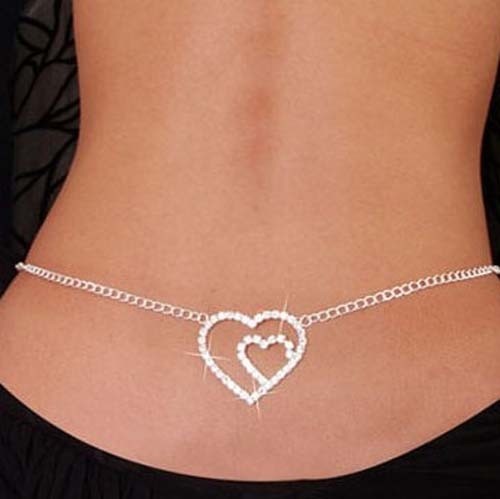 Sexy Glittery Silver Rhinestone Crystal Body Chain