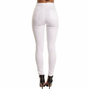 Autumn White Hole Skinny Ripped Jeans