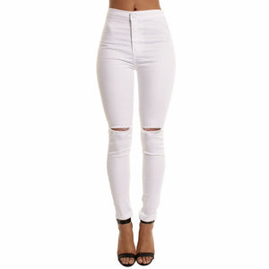 Autumn White Hole Skinny Ripped Jeans