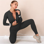 Seamless Fitness Long Sleeve Crop Top High Waist Leggings set