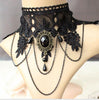 Party Queen Gemstone Wide Necklace Black Lace