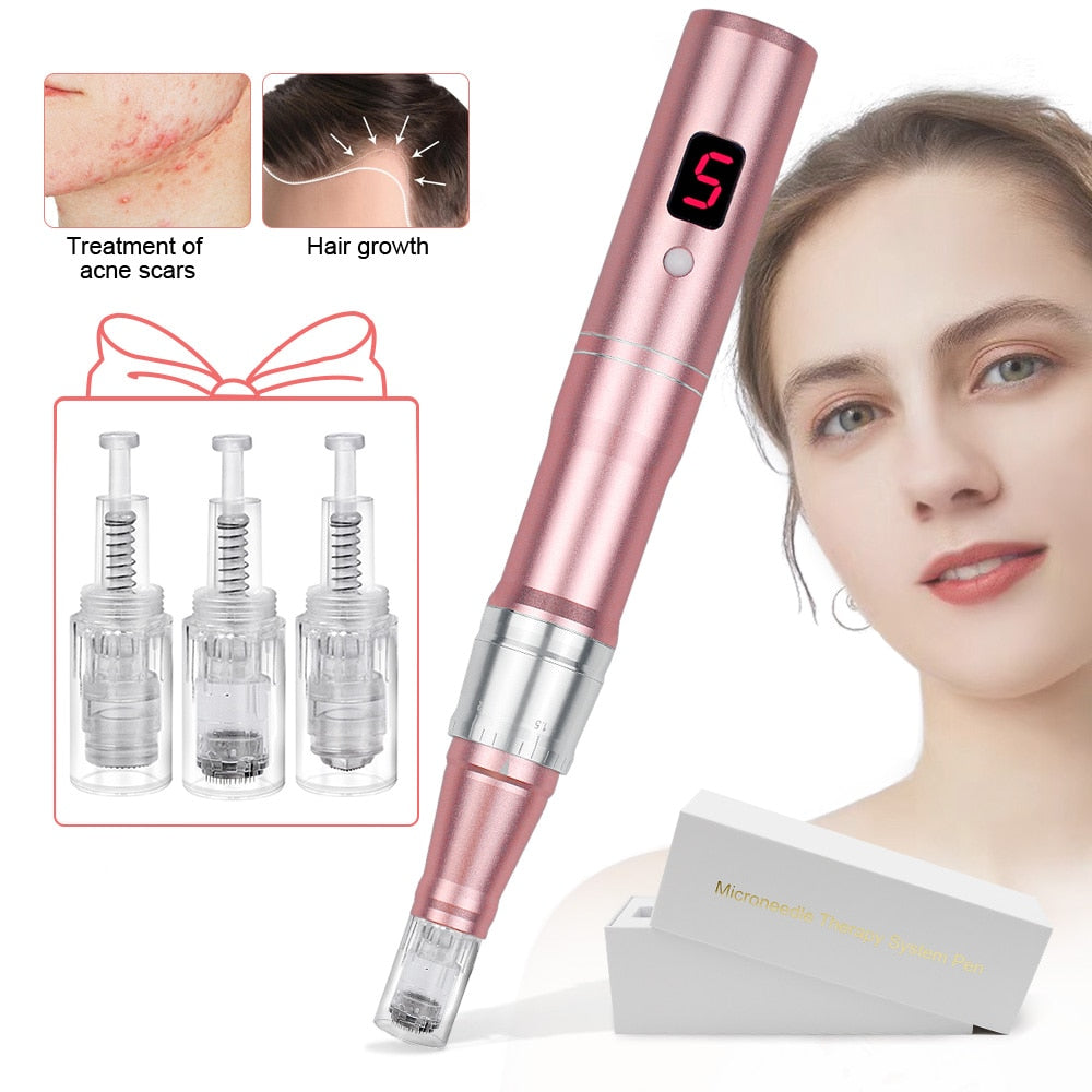 Professional Microneedeling Pen Machine with Cartridge Wireless Microneedling Pen for Derma MTS Pen Beauty Machine Skin Care Kit