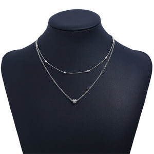 Necklace Heart shape Double Chain