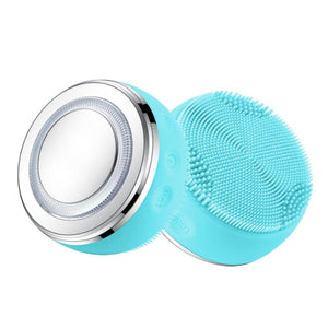 2in1 LED Light Silicone Heating Face Cleanser Massage