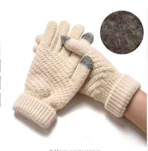 Miya Mona Hot Selling New Women Warm Winter Knitted Full Finger Gloves Mittens Girl Female Solid Woolen Gloves Screen Luvas