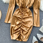 Deep V-Neck Satin Sexy Bodycon