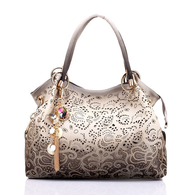 hollow out ombre handbag floral print