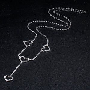 Sexy Glittery Silver Rhinestone Crystal Body Chain