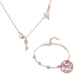 925 Sterling Silver Key Lock of Love Necklaces Bracelets