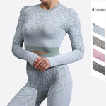 Seamless Yoga Suit women Crop Top Workout leggings Leopard Print Training Suit