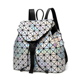 Women Backpack Luminous Geometric Plaid Sequin