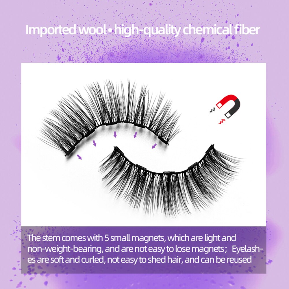 Magnetic Eyelashes Mink False Lashes Magnetic Eyeliner Waterproof Liquid Set Lasting Handmade Eyelash Makeup Tool