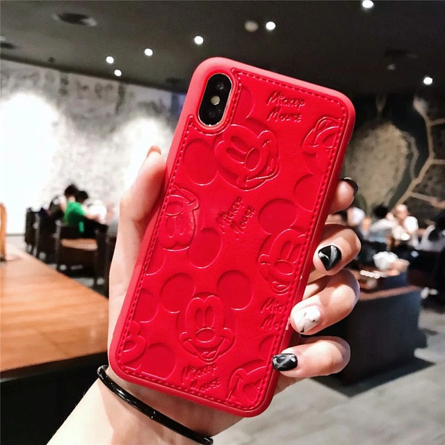 Mickey Minnie Mouse Leather Case For iPhone 8 7 6 6S Plus X Xs Max XR 3D