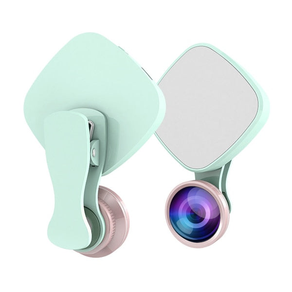 Selfie Ring Light with HD 3 in 1 Fisheye Wide Angle Macro Lens Flash Led Camera Phone Photography for iPhone Samsung Lens